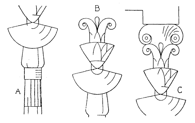 Архитектурные формы Древнего Египта. Металлические украшения. Образец орнаментированной колонки