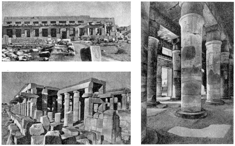 Карнак. «Праздничный храм» Тутмеса III. Виды с запада и юго-запада и интерьер