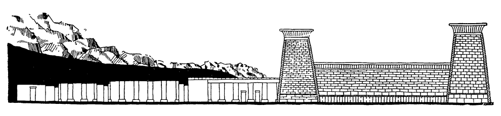 Дейр-эль-Бахри. Ансамбль гробницы жреца Амона Педиамонеминету. Продольный разрез