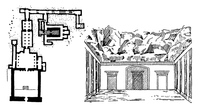 Дейр-эль-Бахри. Ансамбль гробницы жреца Амона Педиамонеминету. План и интерьер