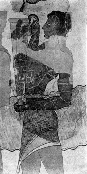 Кносс. Дворец. Фреска с изображением юноши, несущего сосуд, около 1600 г. до н. э.