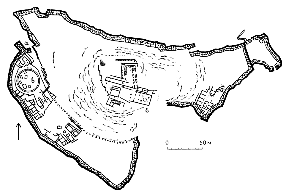 Микены. Акрополь, XIV—XIII вв. до н. э. Генеральный план