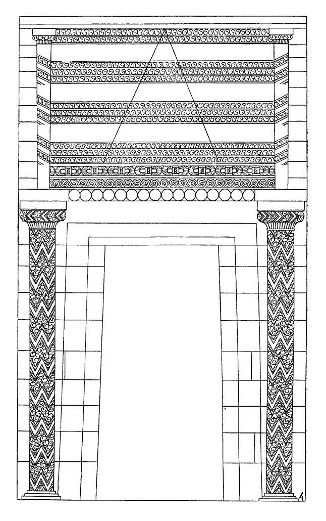 Микены. Гробница Атрея, XIV в. до н. э.: реконструкция портала