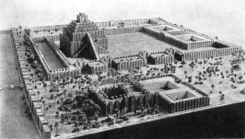 Вавилон. Священный участок храма Мардука, VII—VI вв. до н. э. Общий вид (реконструкция)