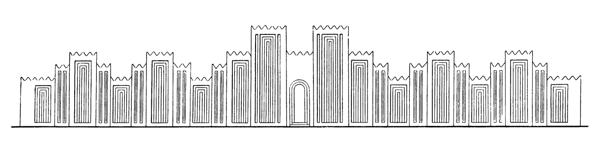 Борсиппа. Храмовый комплекс Эзида, VI в. до н. э. Реконструкция северного фасада храма