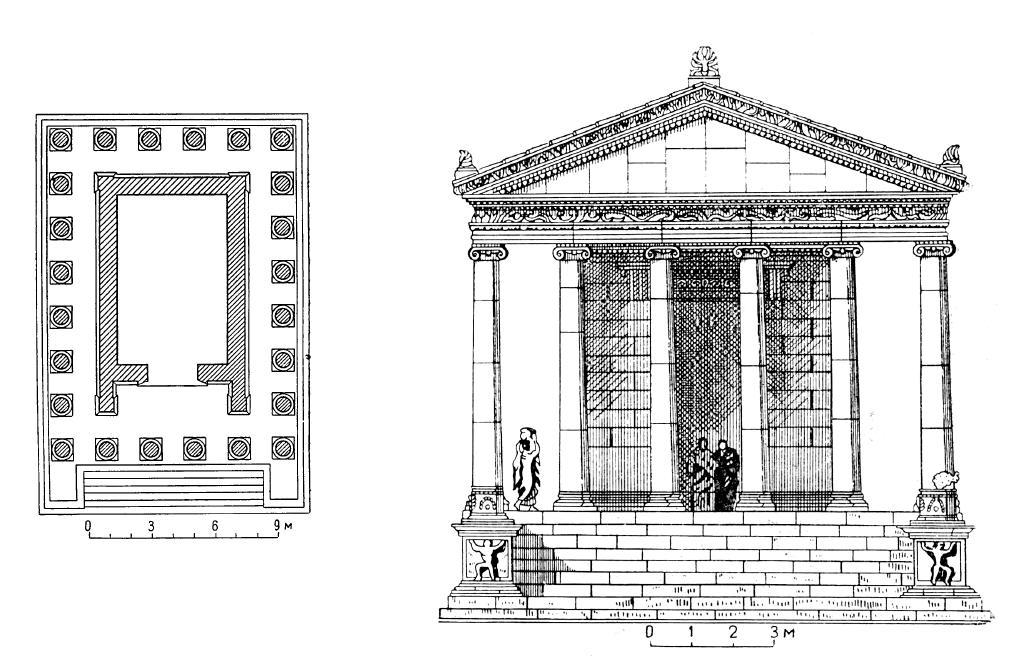 Гарни. Языческий храм, вторая половина I в. План и северный фасад