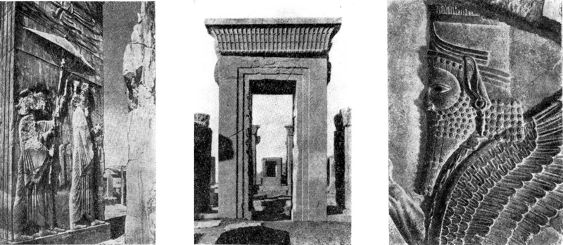Персеполь. Дворец Дария. Дверной проем с изображением Дария, каменный портал; рельефное изображение