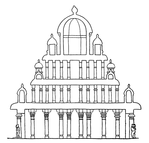 Пурушапур. Многоэтажное монастырское здание, I в. до н. э. (реконструкция Фергюссона)