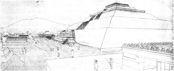Теотихуакан: 2 — пирамида Солнца, н. э.; общий вид