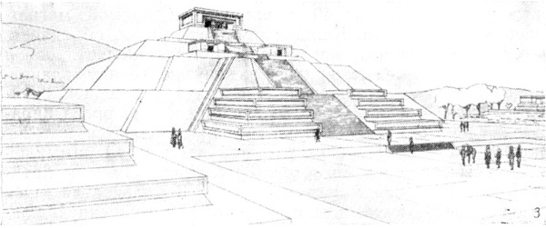 Теотихуакан: 3 — пирамида Луны, около 300 г. н. э.