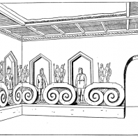 «Зал воинов» во дворце Топрак-кала. Реконструкция