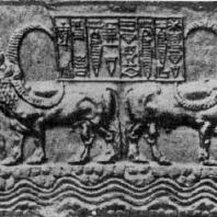 Водопой. Цилиндрическая печать из Аккада. Середина 23 в. до н. э. Собр. де Клерк (Франция)