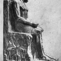 Статуя фараона Хафра из заупокойного храма Хафра в Гизэ. Диорит. IV династия. Первая половина 3 тыс. до н. э. Каир. Музей