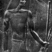 Зодчий Хесира. Фрагмент рельефа из его гробницы в Саккара. Дерево. III династия. Начало 3 тыс. до н. э. Каир. Музей