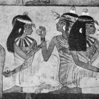 Гости. Фрагмент росписи гробницы Нахт в Фивах. XVIII династия. 15 в. до н. э.