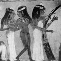 Музыкантши. Фрагмент росписи гробницы Нахт в Фивах. XVIII династия. 15 в. до н. э.