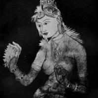 Апсара (небесная дева). Фрагмент наскальной росписи в Сигирийе на острове Цейлоне. 5 в. н. э.