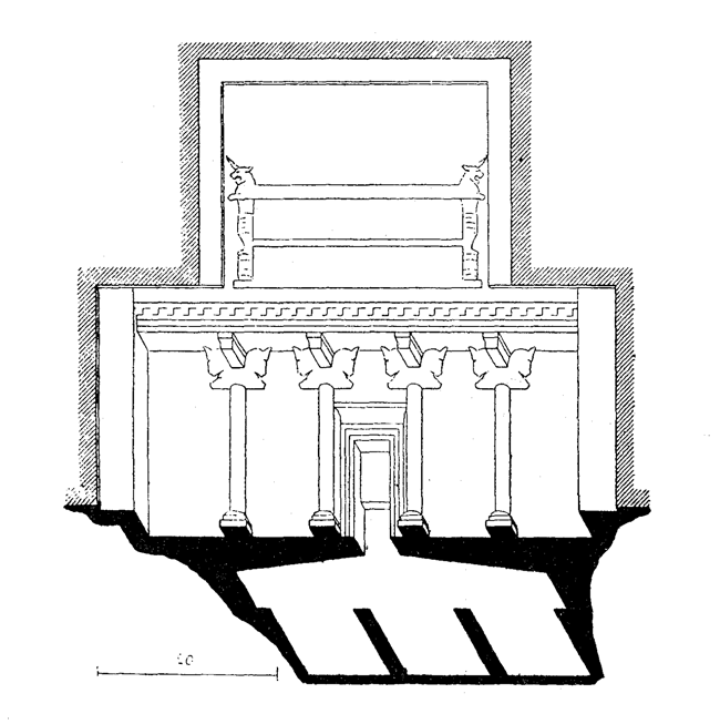 Архитектурные памятники Древней Персии. Разрез гробницы в Персеполе