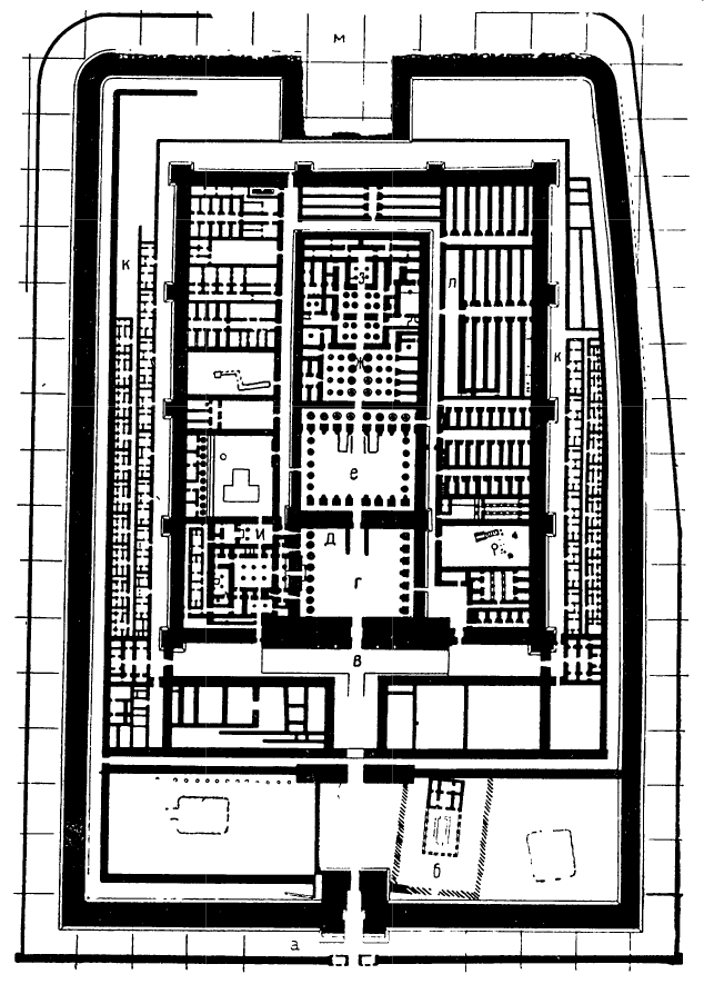 Мединет-Абу. Укрепленный дворец и храм Рамсеса III, 1200—1168 гг. до н. э. План