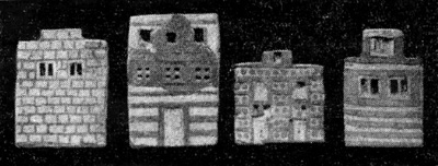 Кносс. Изображения городских домов на фаянсовых табличках из Кносского дворца, около 1600 г. до н. э.