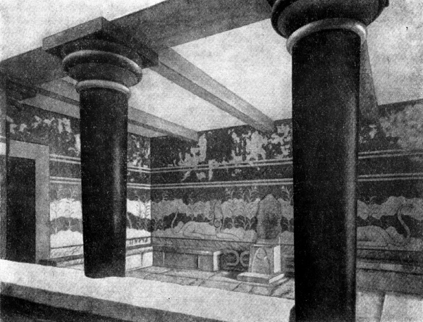Кносс. Дворец. Тронный зал, фрагмент главной лестницы, XVI—XV вв. до н. э.