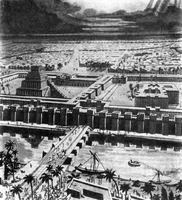 Вавилон. Общий вид города, VII—VI вв. до н. э. (реконструкция)