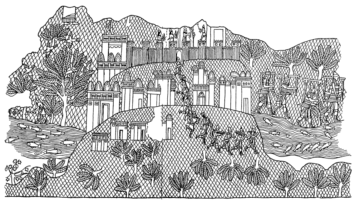 Рельеф из дворца Сеннахериба в Ниневии, изображающий разграбление финикийского города