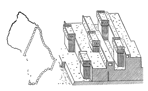 Персеполь, 520—460 гг. до н. э.; план укреплений. Сузы 550—349 гг. до н. э.; укрепленные стены