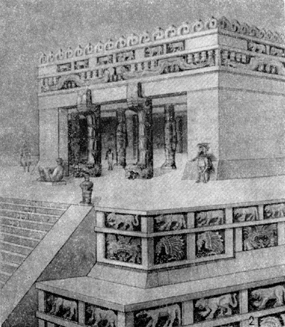 Толлан: 2 — северная пирамида, XIII в.; реконструкция святилища