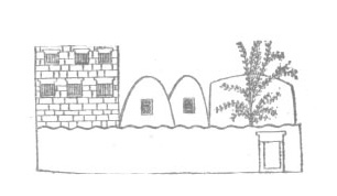 Только изображения позволяют нам представить, как жили обычные жители древнего Египта. На фреске из Саккара усадьба зажиточного горожанина: легко различить зернохранилища, деревянные брусья в окнах двухэтажного дома, но назначение хозяйственной постройки справа, напротив калитки, не ясно