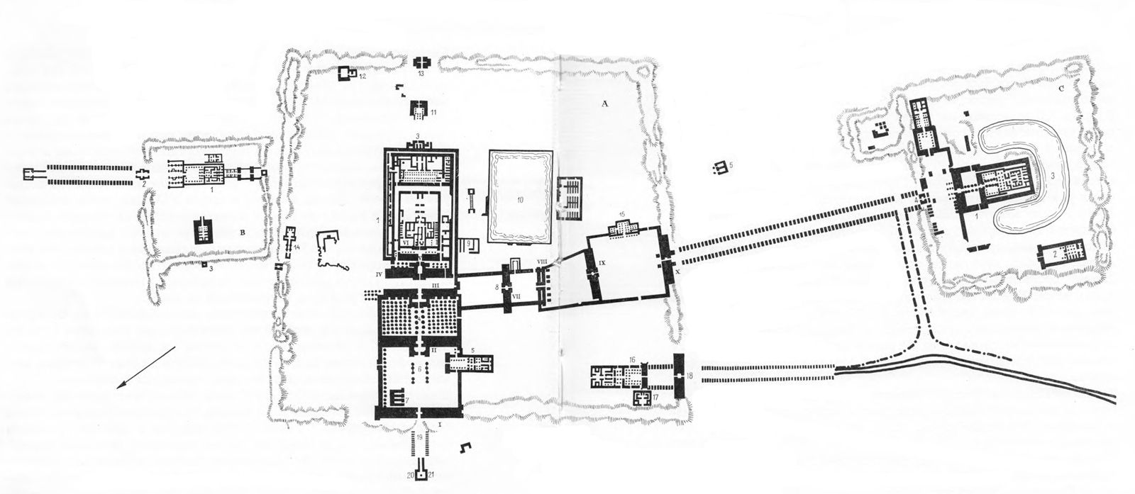 План храмовых комплексов в Карнаке