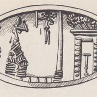 Печать золотого кольца: сакральная сцена в святилище, Кносс, Крит