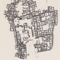План поселения Гурния, Крит: 1. храм; 2. дворец; 3. внутренний двор
