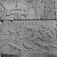 Переправа стада через Нил. Рельеф из мастабы Кагемни в Саккаре. VI династия. Фото: Анджей Дзевановский