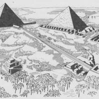 Комплекс пирамид в Гизе. Древнее царство. Реконструкция